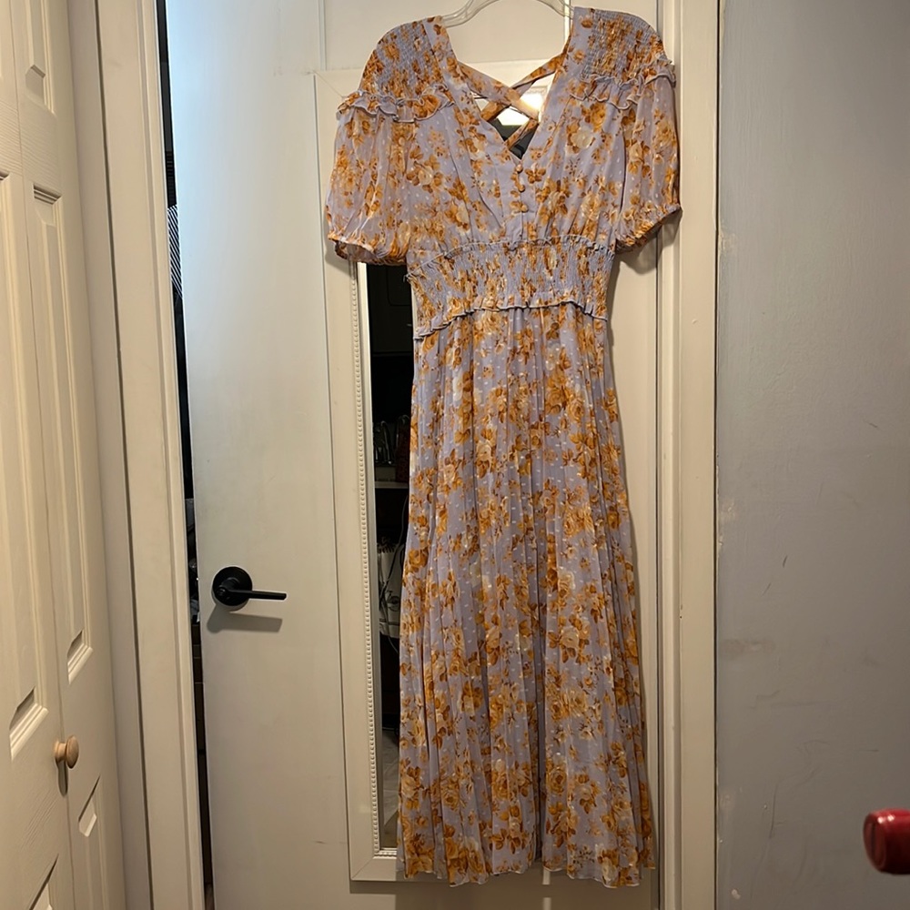 ASOS midi dress with puff sleeve and tie back US size 8
